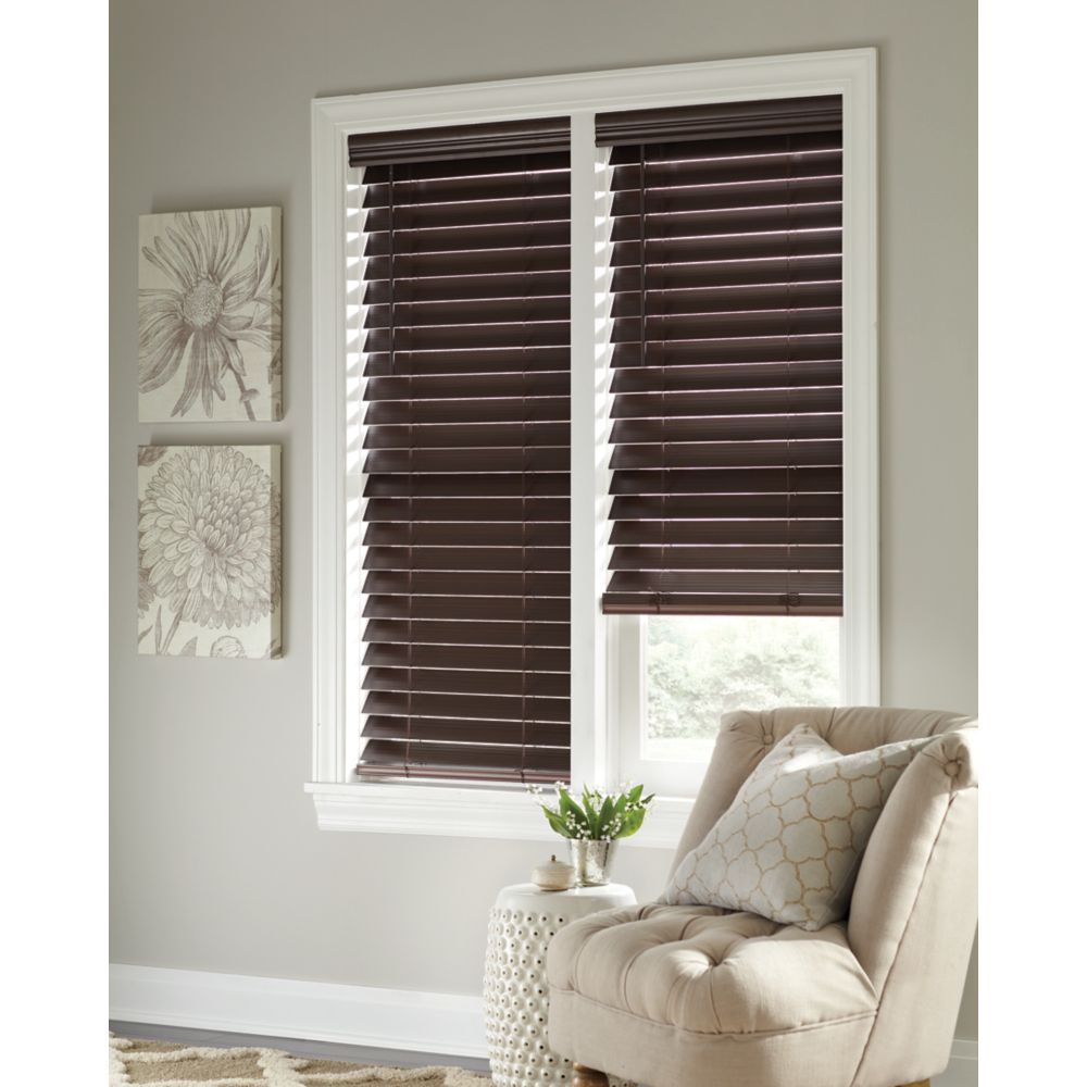 Home Decorators Collection 2.5-inch Cordless Faux Wood Blind Espresso 18-inch x 72-inch (A ...