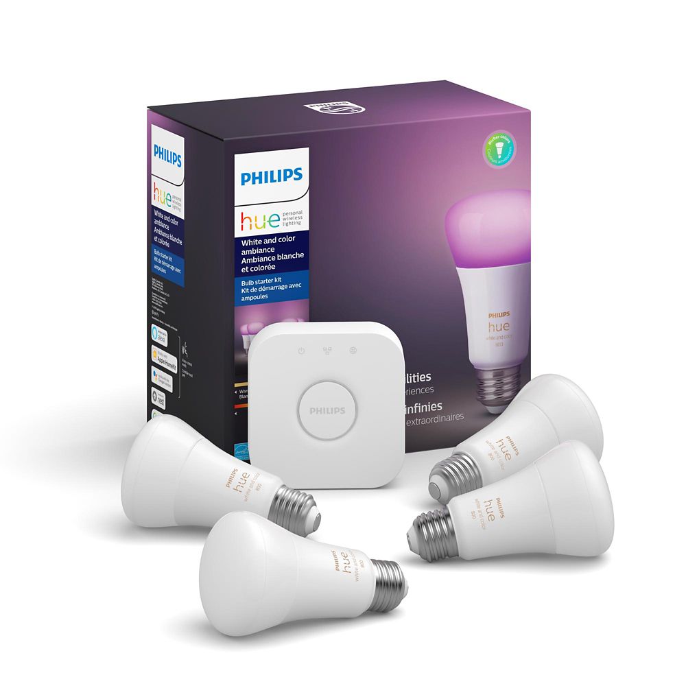 Hue White & Color Ambiance A19 Starter Kit (4-Pack)