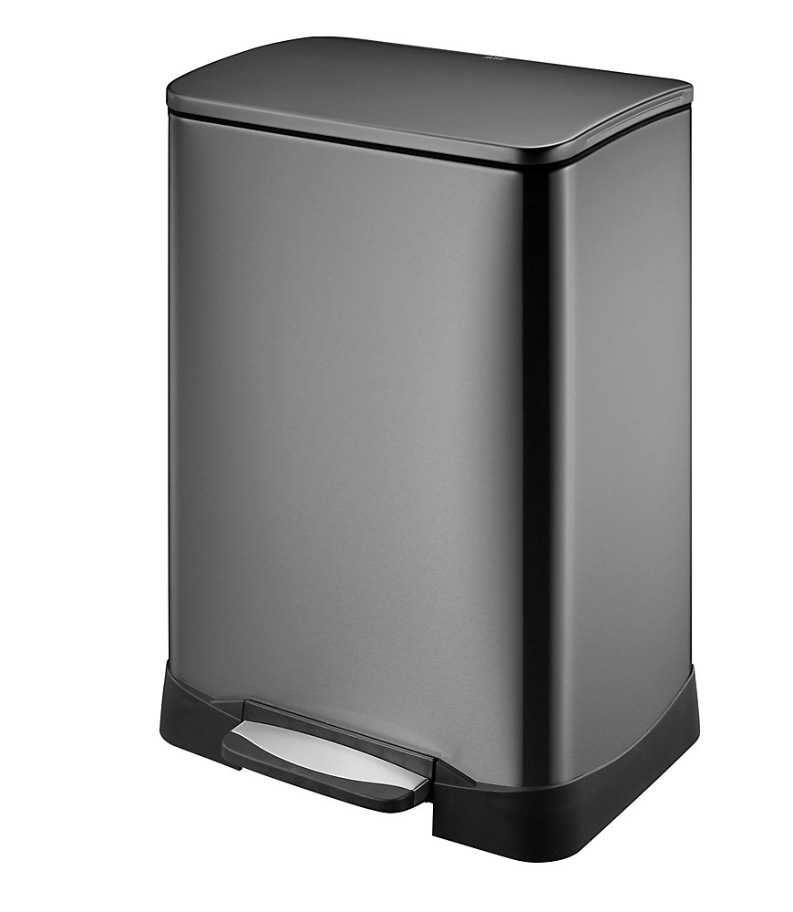 50L Black Stainless Steel Step Trash Can Kitchen Trash Can Black Stainless Steel