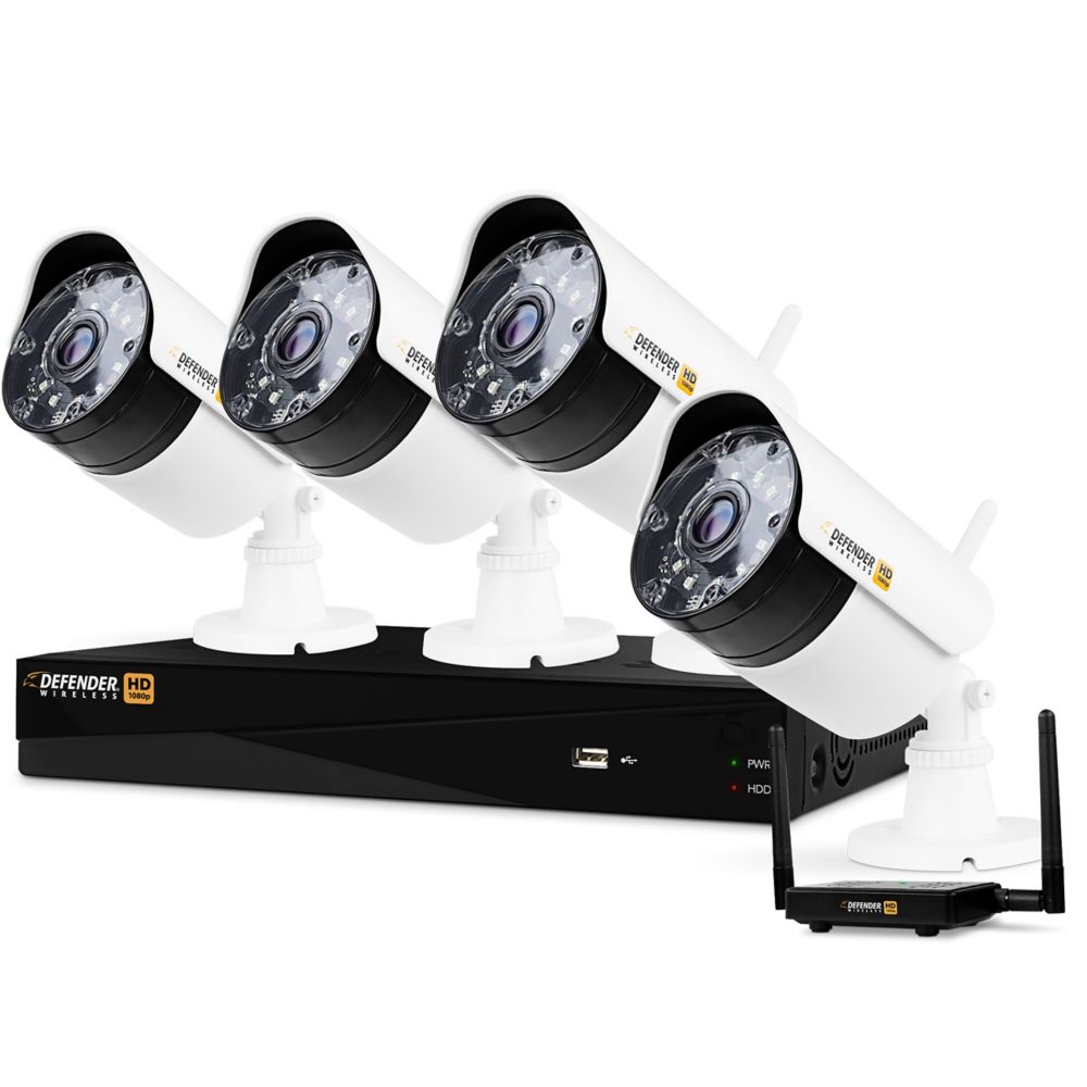 Defender Wireless HD 1080p 4Channel 1TB DVR Security System with 4Bullet Cameras The Home