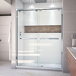 Encore 60-inch x 76-inch Frameless Rectangular Sliding Shower Door in Glass with Chrome Hardware