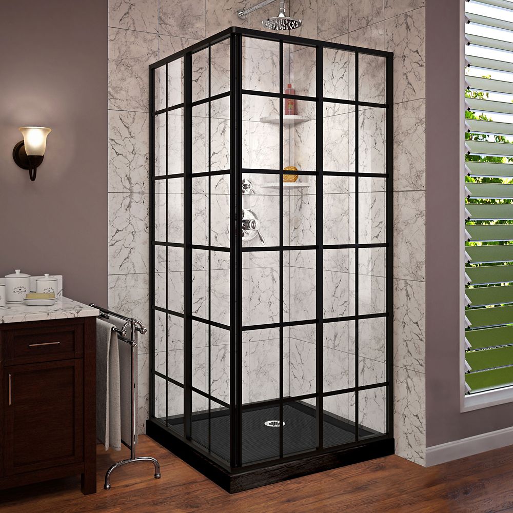 DreamLine Cabine de douche Encadré Corner 36 x 36 x 74.75 po. Noir