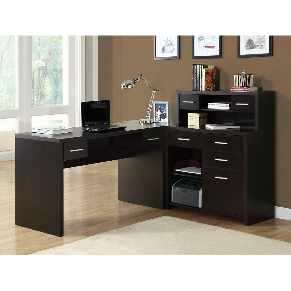 Monarch Specialties LShaped Computer Desk in Brown The Home Depot Canada