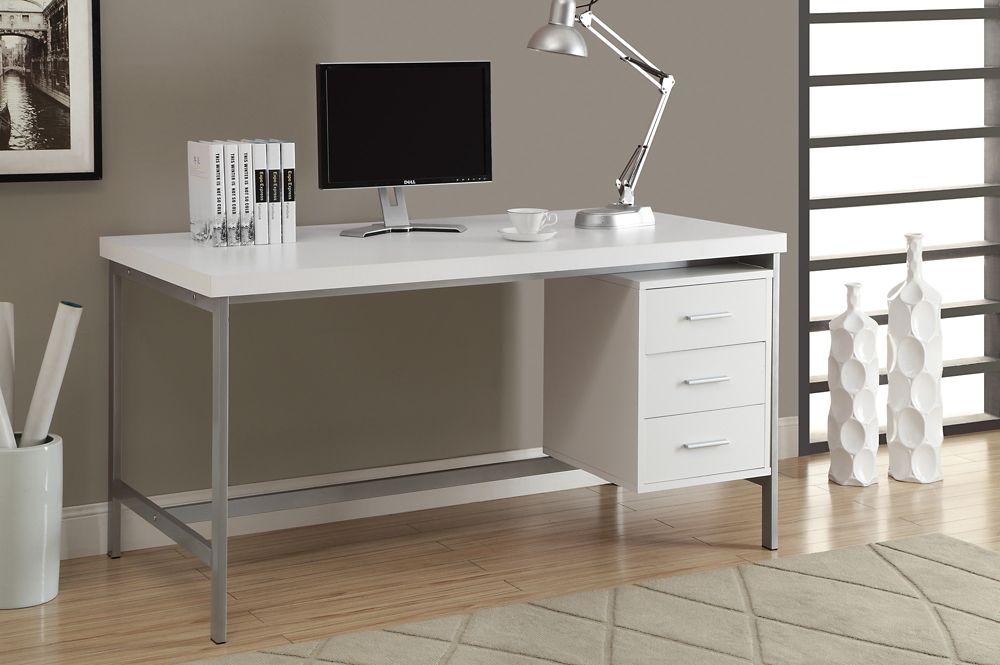 Monarch Specialties Standard Computer Desk in White | The Home Depot Canada