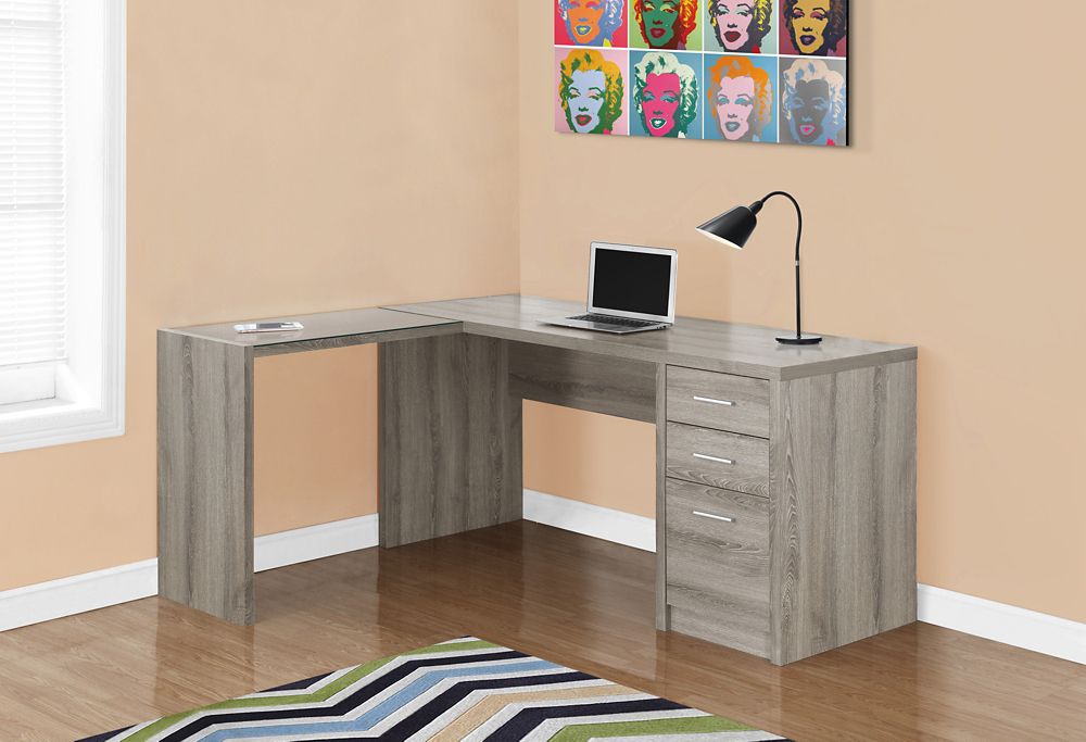 Monarch Specialties L Shaped Computer Desk In Grey