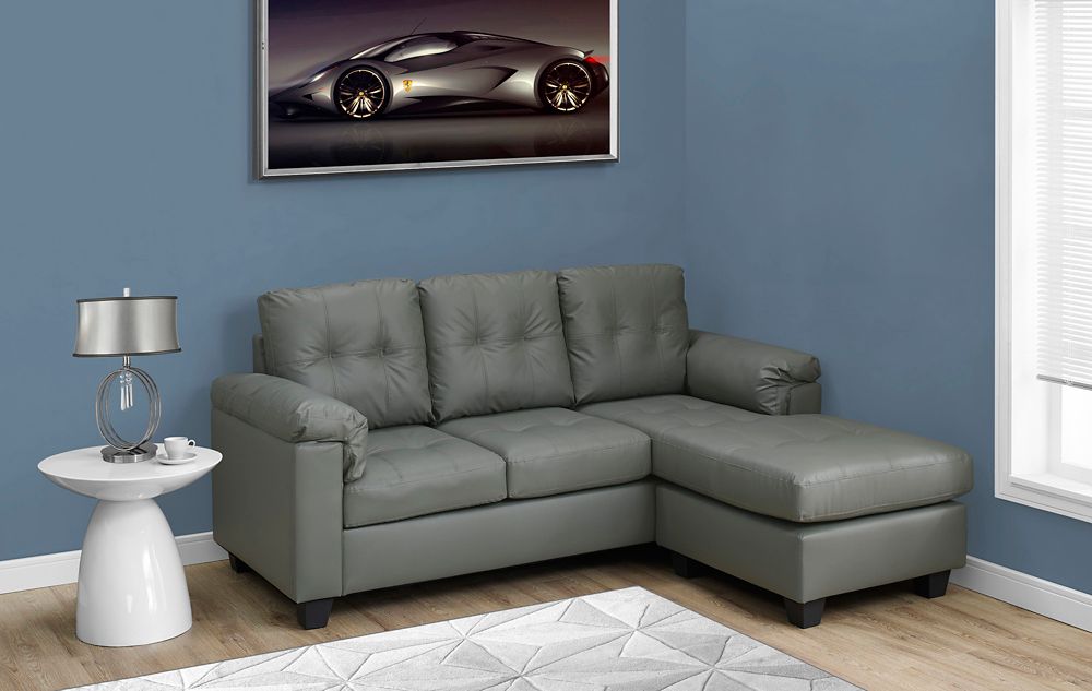 hartsfield casual gray bonded leather sofa