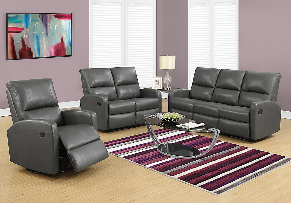 Reclining Sofa Charcoal Grey Bonded Leather