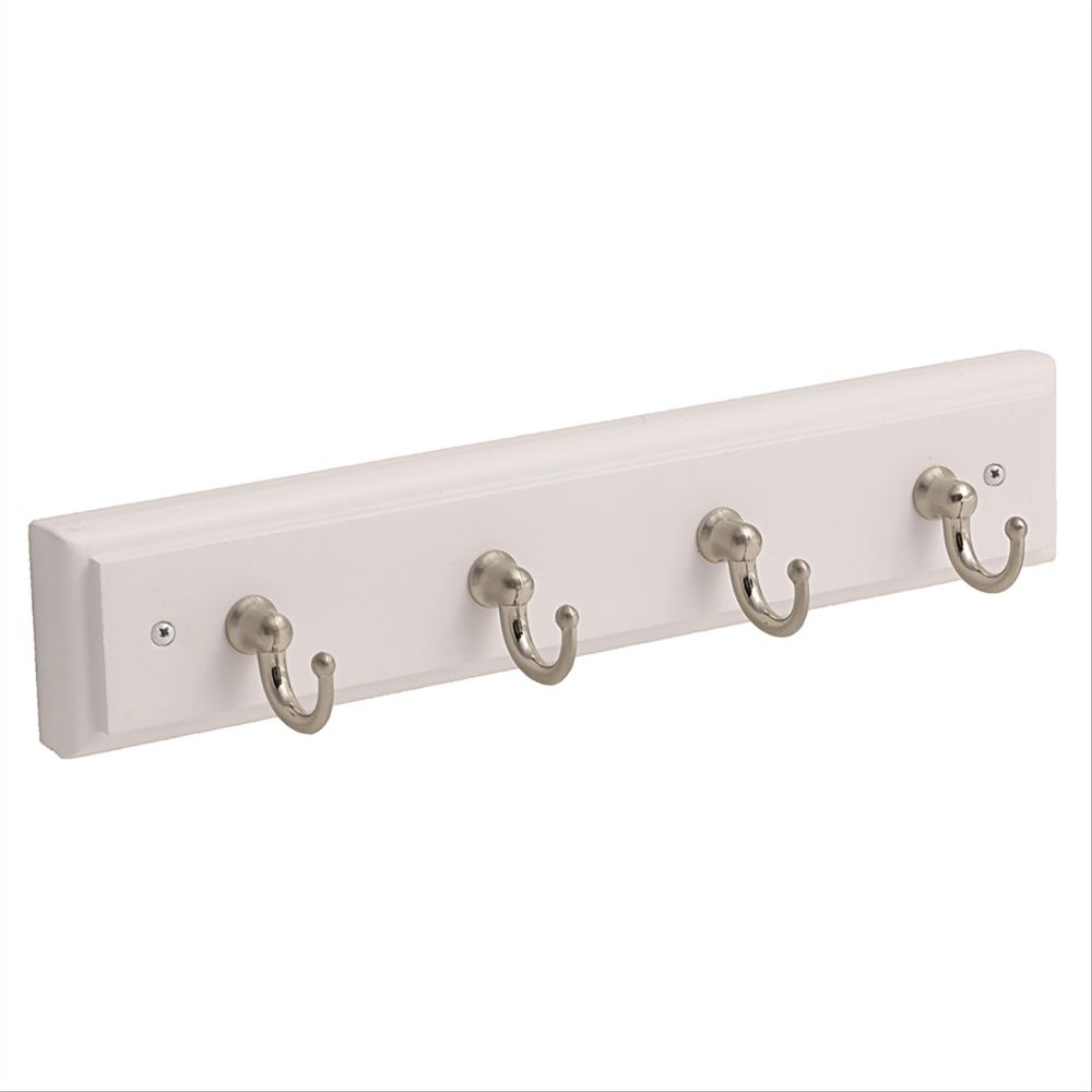 Amerock Key & Gadget Hook Rack 85/8 Inch (219mm) White/Satin Nickel