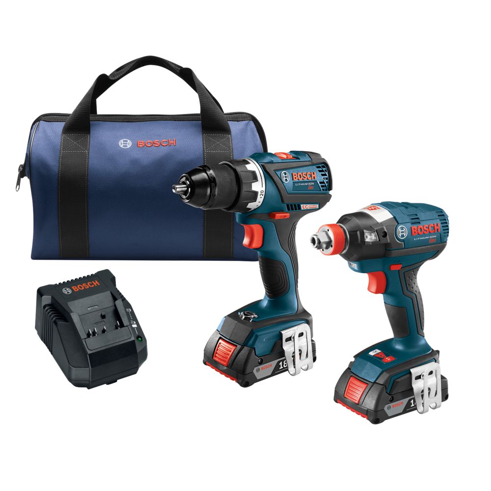 Bosch 18V LiIon Cordless Brushless Drill & Driver Combo Kit with 2