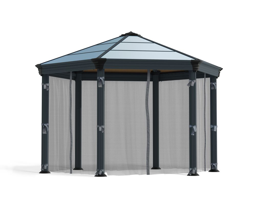 Hampton Bay Tiki 8 ft. x 5 ft. Grill Gazebo with Builtin Shelves The