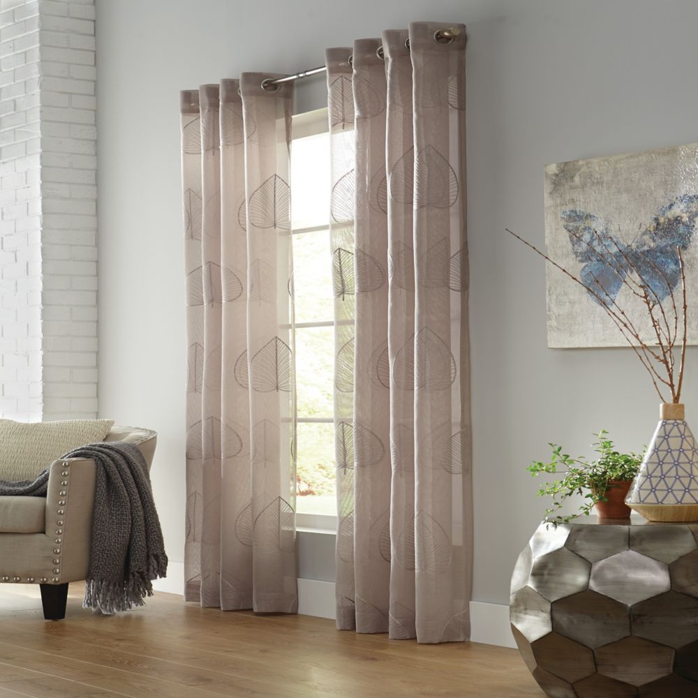 Home Decorators Collection Palmy, Taupe, Sheer, Faux Linen, Grommet ...