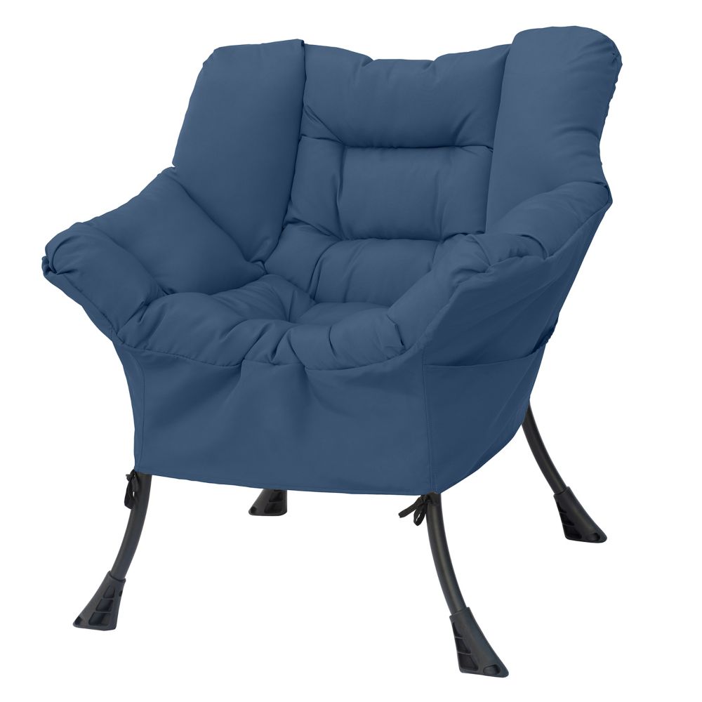 31 5 Inch W X 27 1 Inch L X 33 8 Inch H Compact Cozy Polyester Steel Patio Chair In Blue Grey