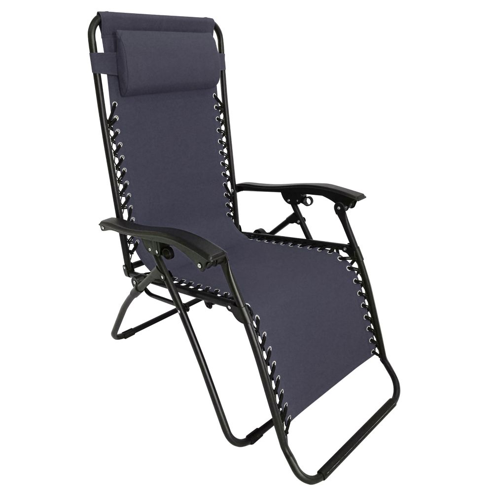 THD Multi-Position Zero Gravity Lounge Chair in Grey | The Home Depot