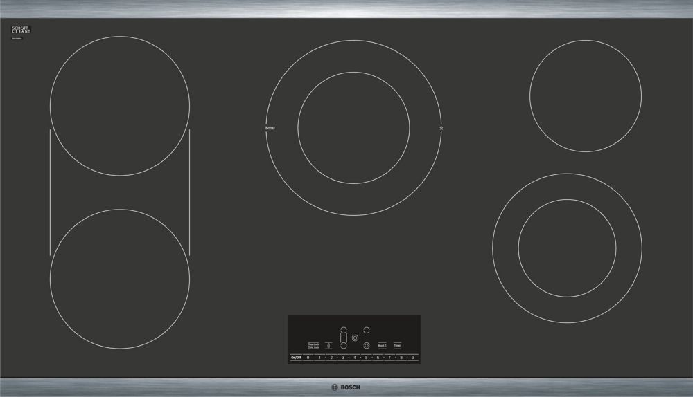 Bosch 800 Series 36 inch Electric Cooktop Black with Stainless