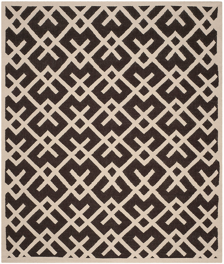 Dhurries Iris Brown Ivory 8 Ft X 10 Indoor Area Rug