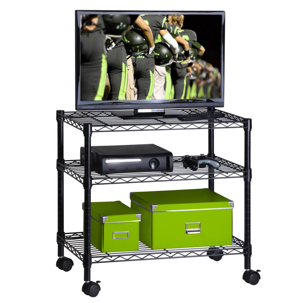 Honey Can Do 3Shelf Portable Multimedia Cart, Black The Home Depot