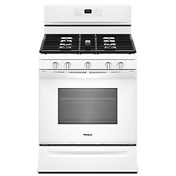 30-inch 5 cu. Ft. Gas Freestanding Fan Convection Range with 5 Burners in White