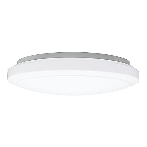 Hampton Bay 15 inch White Round LED Flush Mount Light Brushed Nickel