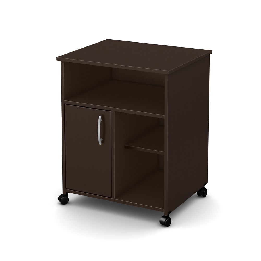 South Shore Axess Microwave Cart with Storage on Wheels, Chocolate