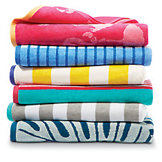 3.25 ft. 39-inch x 5.75 ft. 69-inch Velour Beach Towel - Assorted colours