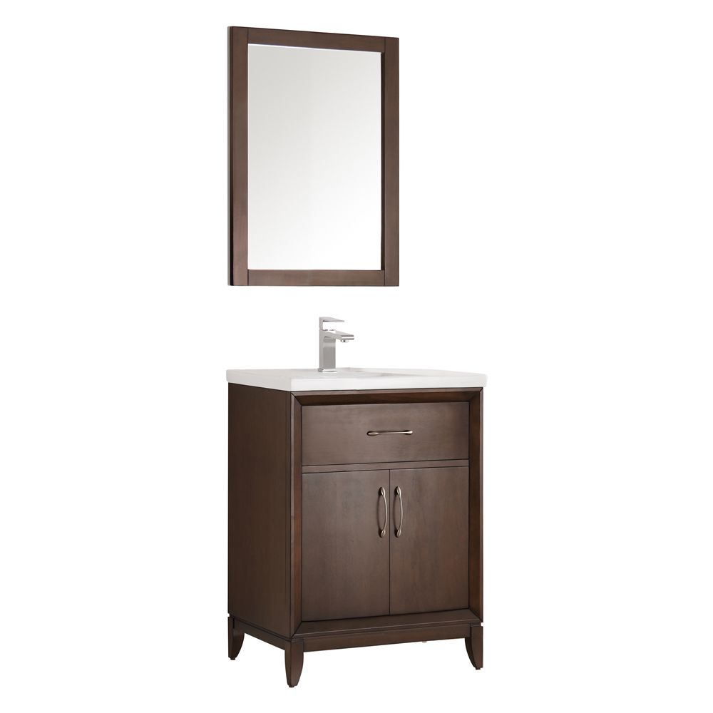 GLACIER BAY 24inch W Peython Vanity Ensemble in Dark Chocolate with White Porcelain Top The