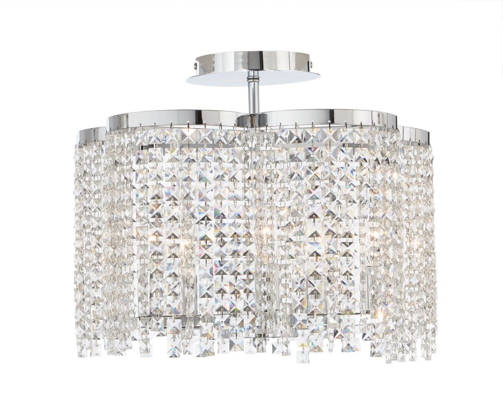 5 Light Crystal Semi Flushmount