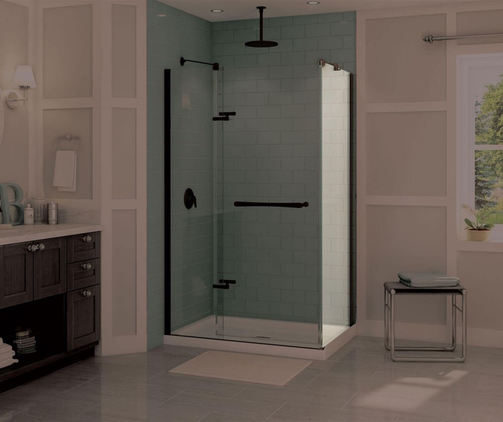 MAAX Reveal Frameless Fixed Shower Door Panel in Dark Bronze The Home Depot Canada