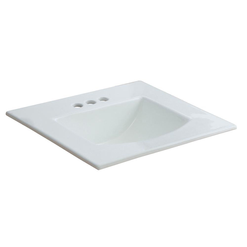 GLACIER BAY Retro Square Drop-in Sink in White | The Home Depot Canada