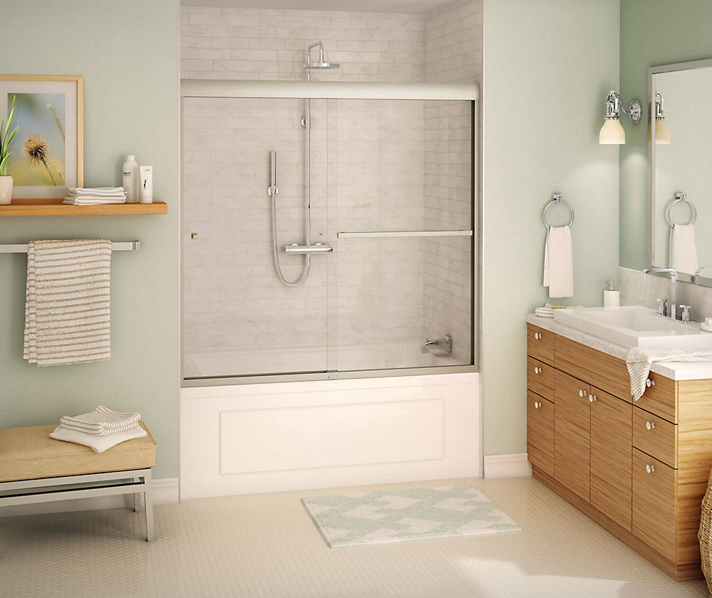 MAAX Tonik 59 inch x 57 inch Frameless Sliding Tub Door in Brushed