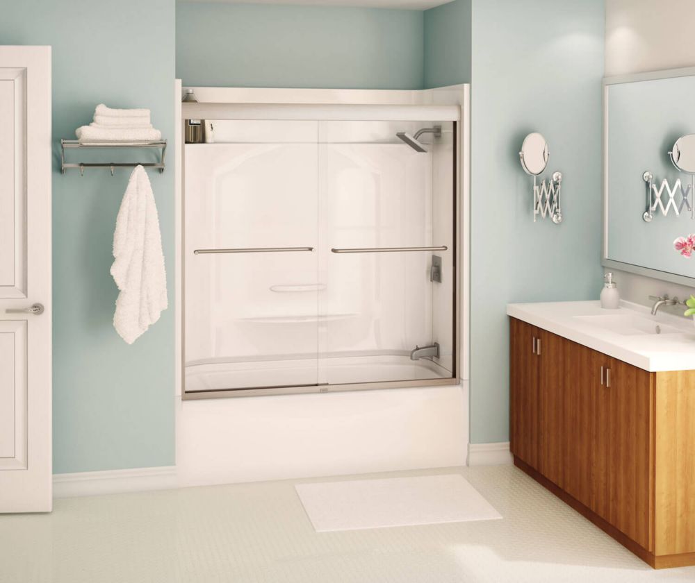 MAAX Tonik 59 inch x 57 inch Frameless Sliding Tub Door in Brushed