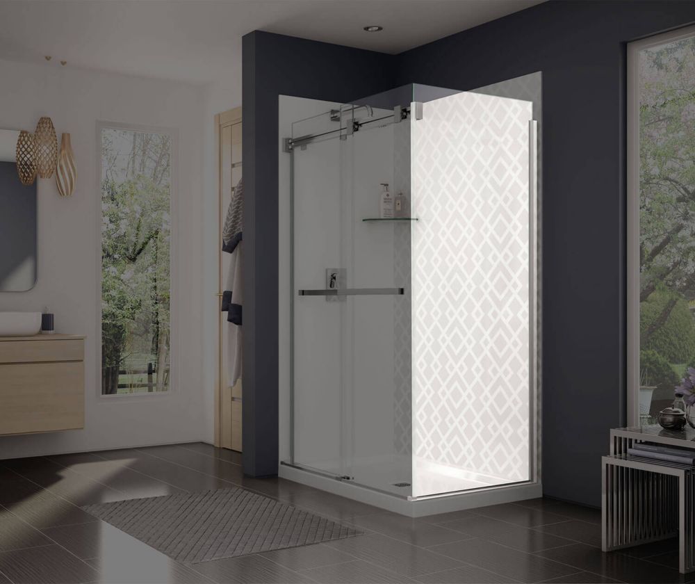 MAAX Duel Frameless Fixed Shower Door Panel in Chrome The Home Depot