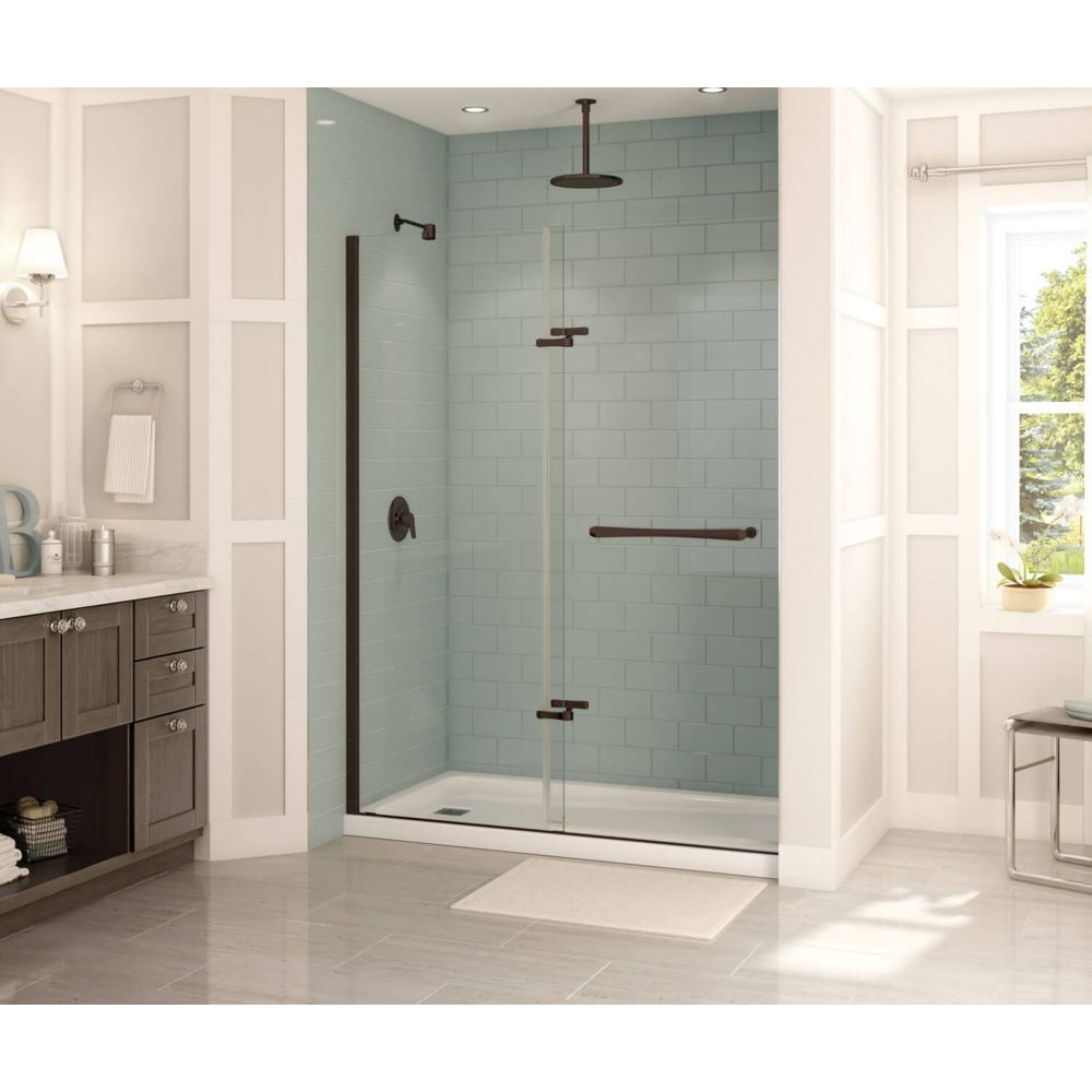 MAAX Reveal 59 inch x 71 1/2 inch Frameless Pivot Shower Door in Dark