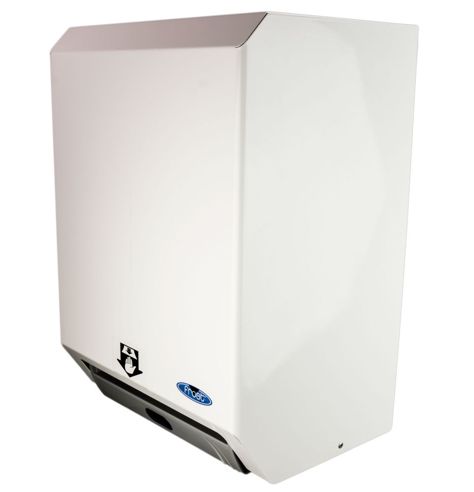 Hands Free Paper Towel Dispenser, Steel, White Finish Hands Free Paper Towel Dispenser, Steel, White Finish