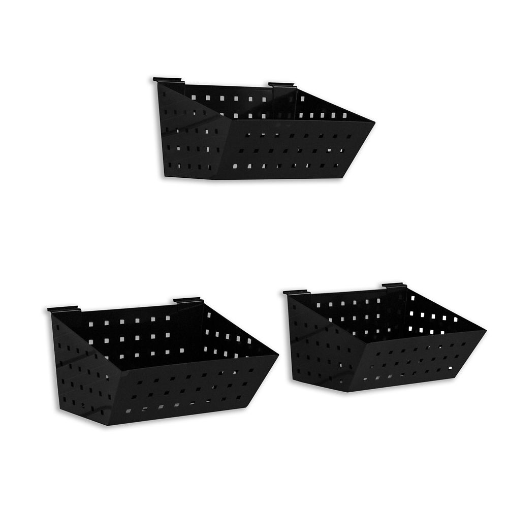 HUSKY Track Wall Ventilated Steel Basket, 15 Inch x 8 Inch (3Pack