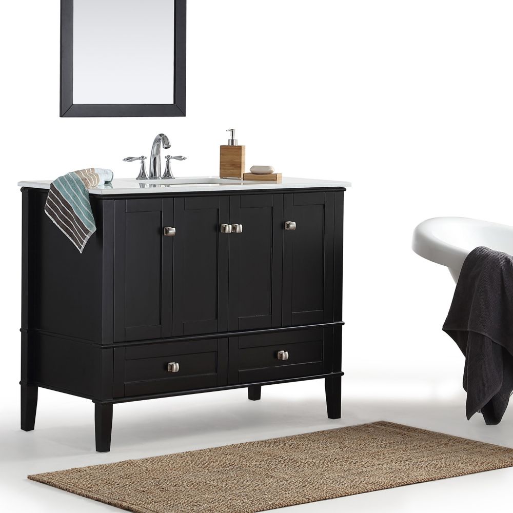 Simpli Home Chelsea 42 Inch Bath Vanity With White Quartz Marble Top   P 1001096836 