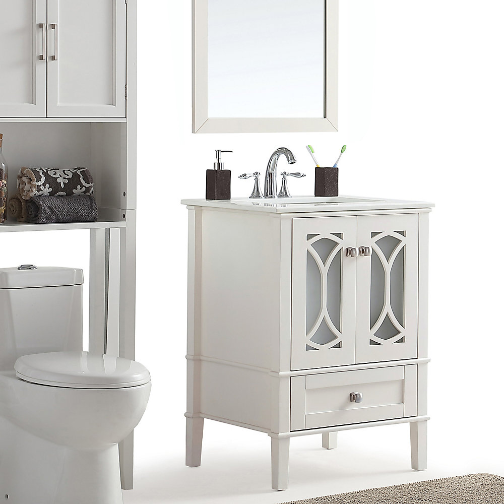 Paige 24 Inch Bath Vanity with White Quartz Marble Top