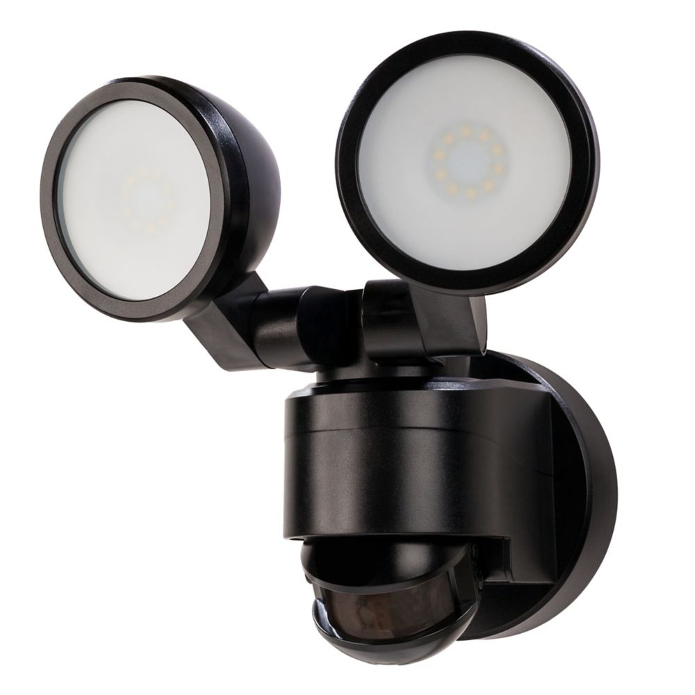 Defiant 180 Degree Black Motion Activated Outdoor Integrated LED Twin