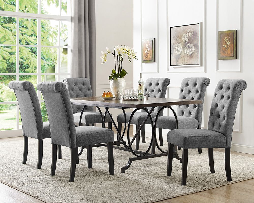 Brassex Inc Soho 7 Piece Dining Set Table 6 Chairs Grey The Home   P 1001100675 