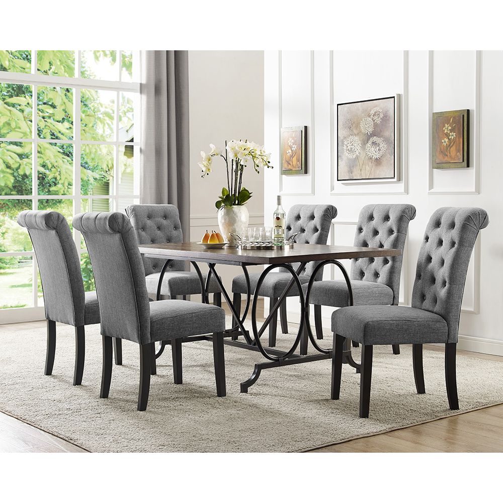 Brassex Inc. Soho 7-Piece Dining Set, Table + 6 Chairs, Grey | The Home