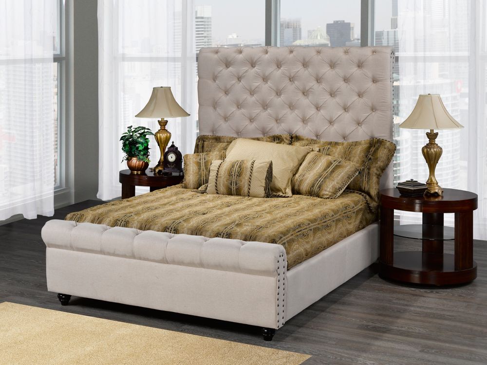 Brassex Inc. Houston King Platform Bed, Beige | The Home Depot Canada