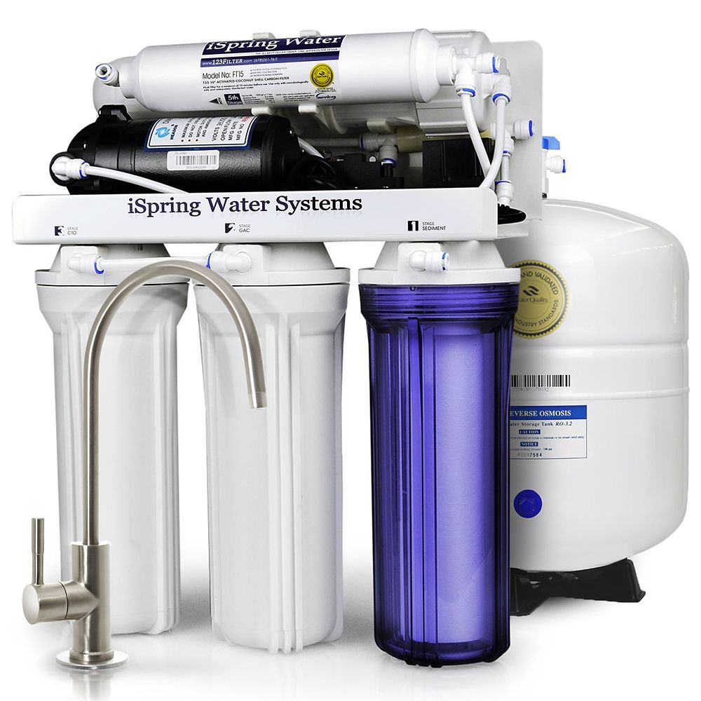 RCC7P 5Stage Reverse Osmosis Drinking Water Filtration System with Booster Pump