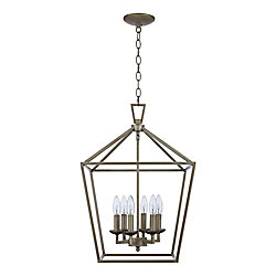 Lacey 6-Light Leaf Pendant Light Fixture in Antique Silver