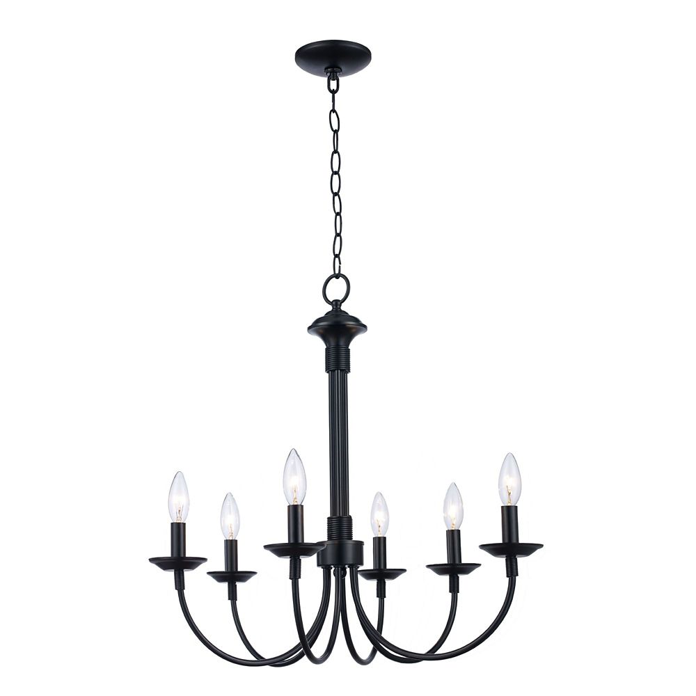Bel Air Lighting Candle 6-Light Black Chandelier | The Home Depot Canada