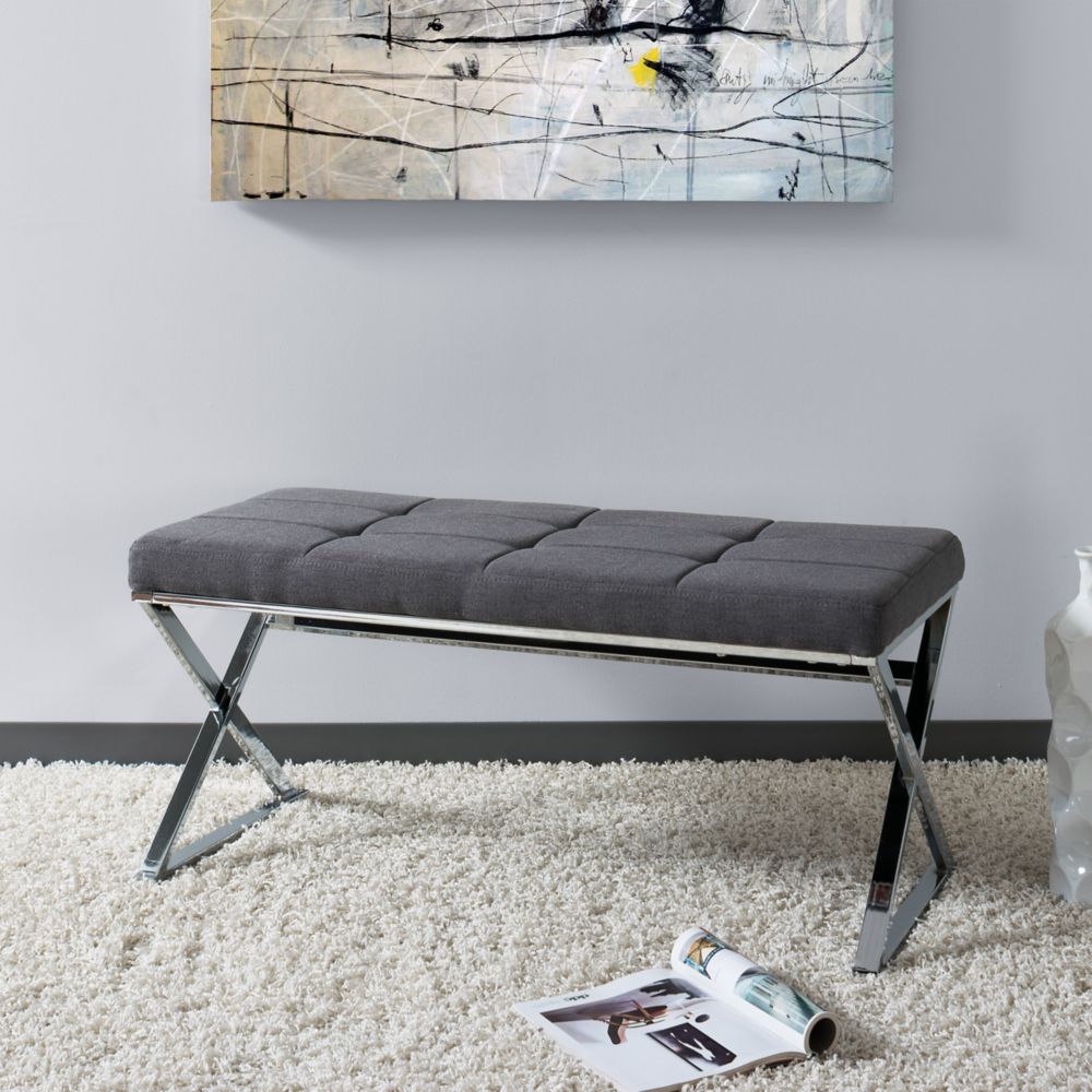 Grey Fabric Bench For Dining Table undefined