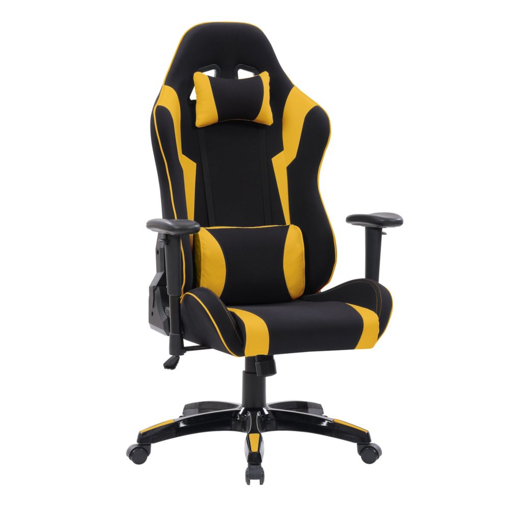 Black And Yellow High Back Ergonomic Gaming Chair Height Adjustable Arms