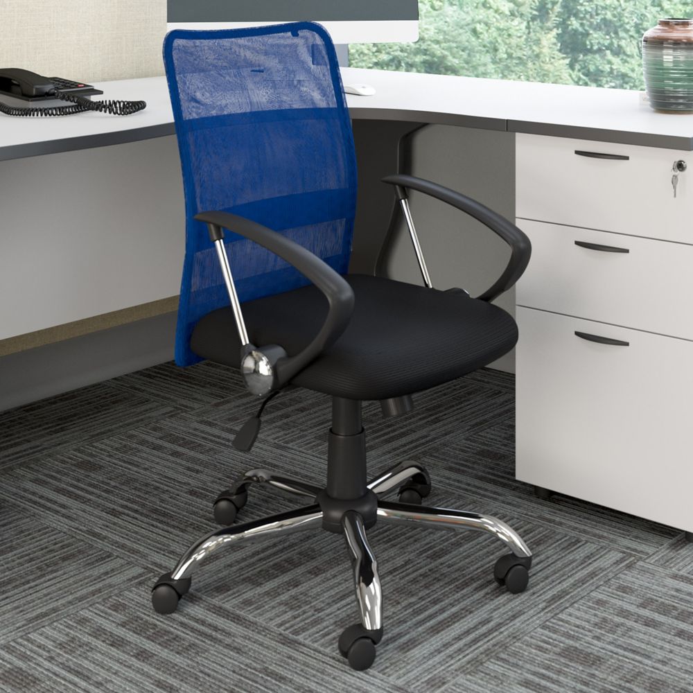 Corliving Workspace Office Chair with Contoured Blue Mesh Back The