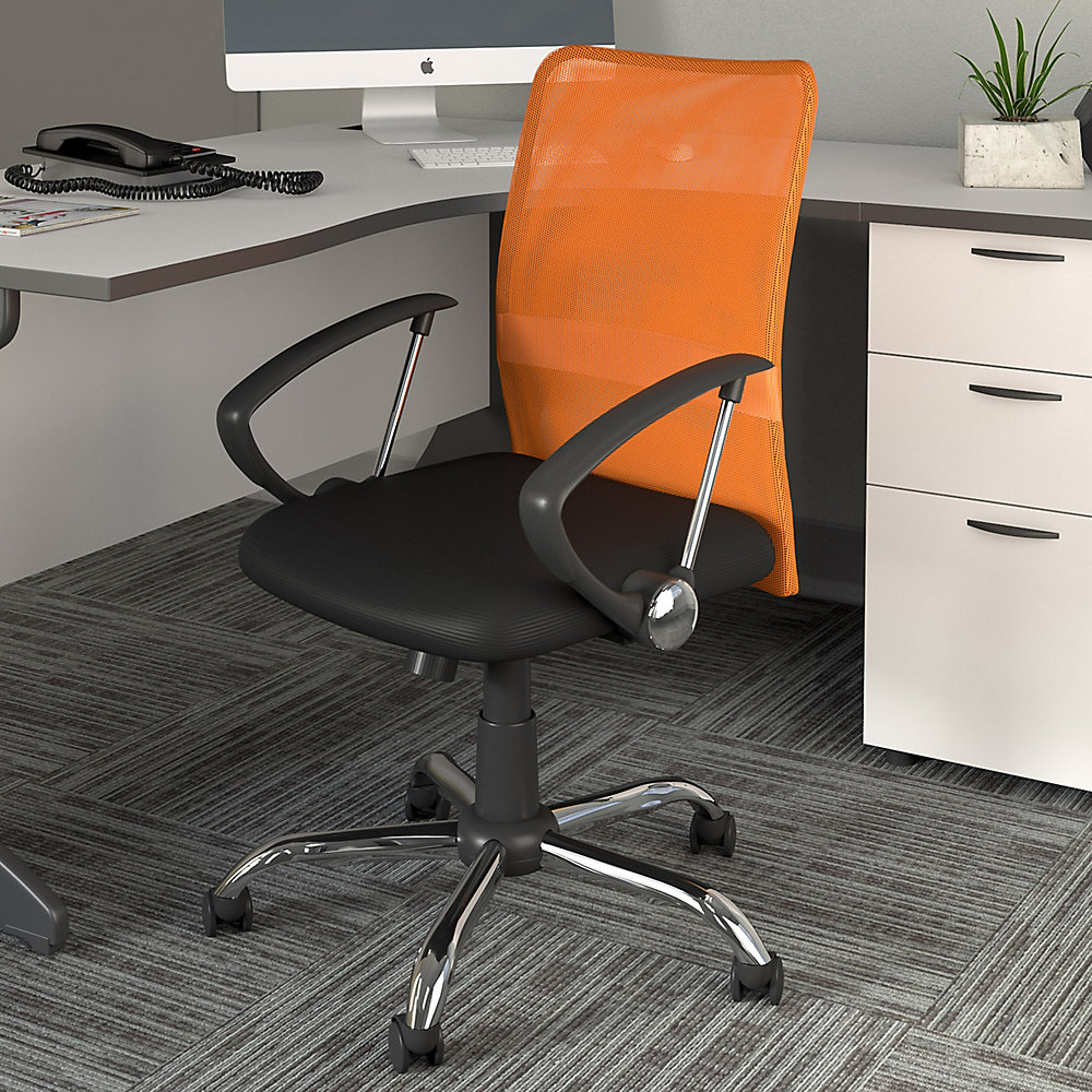 Workspace Office Chair With Contoured Orange Mesh Back
