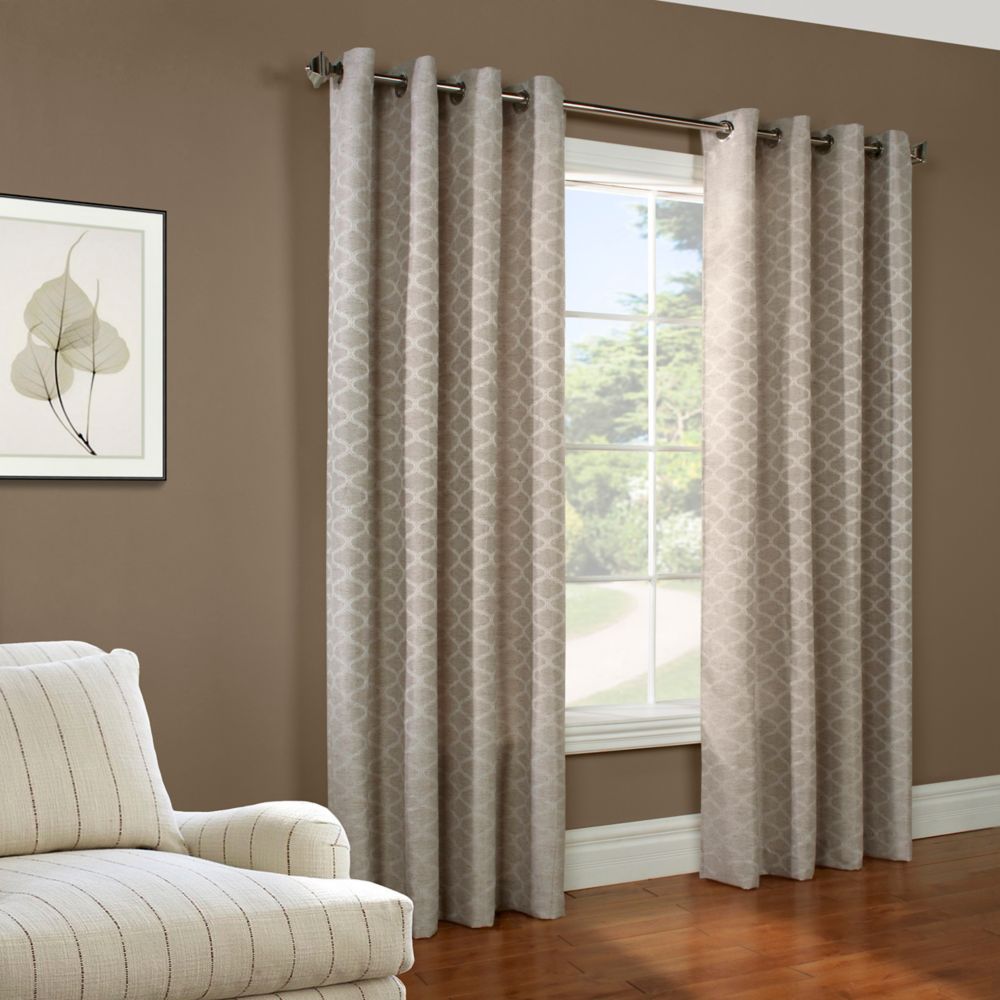 Gladys traditional jacquard, light filtering grommet panel, silver 52in ...