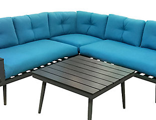 Henryka 4 Piece Sectional Sofa Set With Charcoal Aluminum Frame And Henryka 4 Piece Sectional Sofa Set With Charcoal Aluminum Frame And Turquoise Cushions The Home Depot Canada