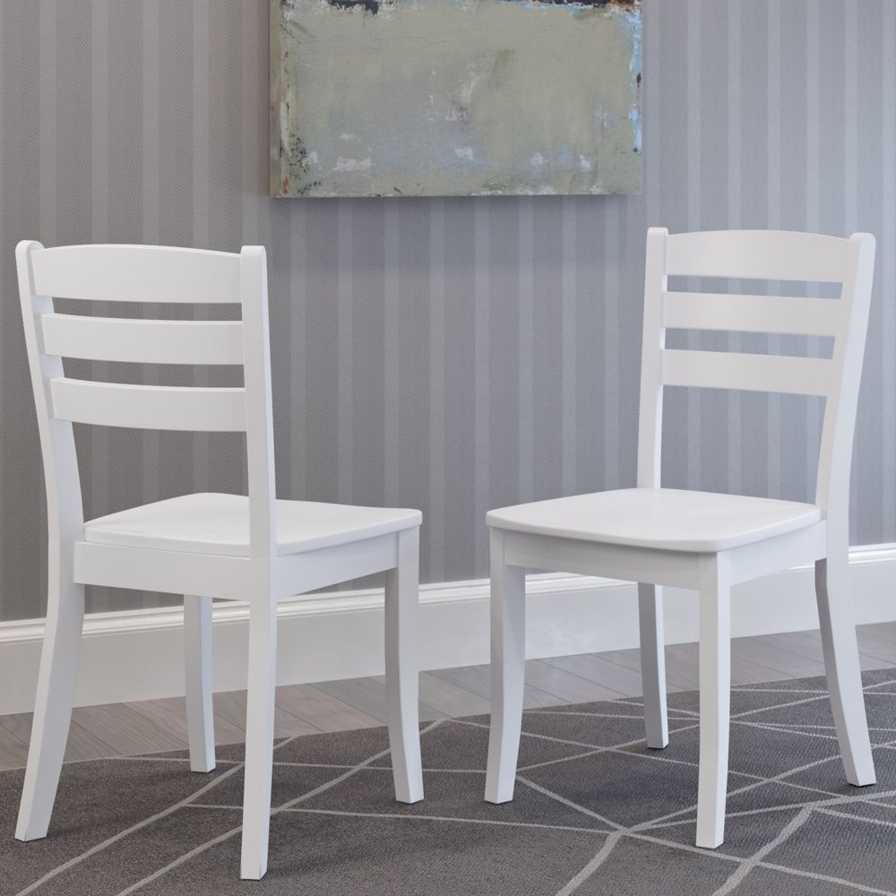 Dillon White Solid Wood Dining Chairs with Horizontal Slat Backrest